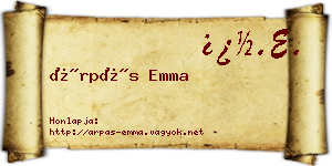 Árpás Emma névjegykártya